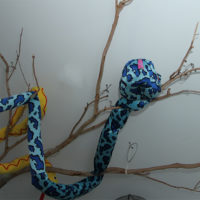 toy snake wrapped on a branch