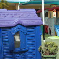 blue outdoor playhouse